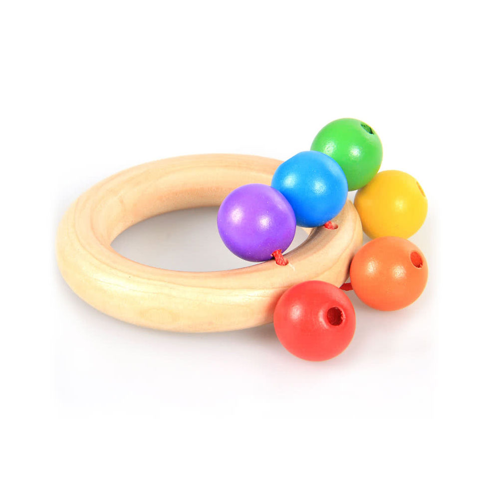 Thumbnail: Colorful Wooden Handle Bell Rattle Toy Musical Educational Instrument Toddlers H
