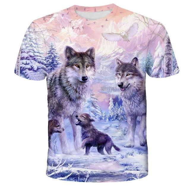 Thumbnail: Lovers Wolf Printed T shirts Men 3d T-shirts Drop Ship Top Tee Short Sleeve Cam