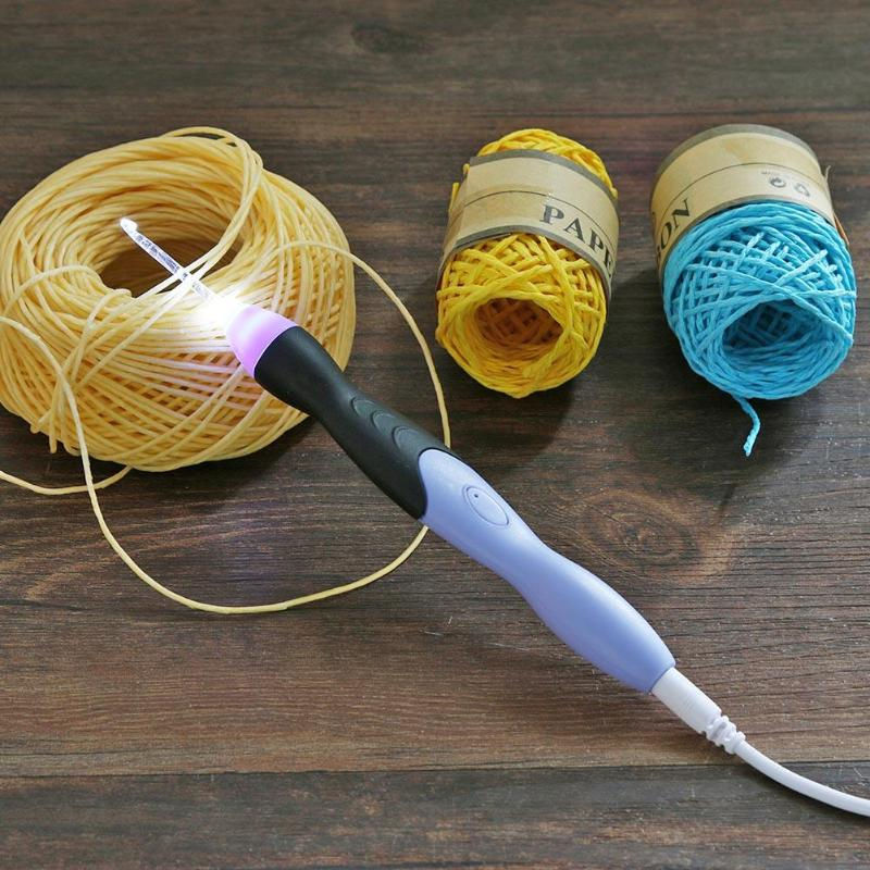 Thumbnail: 9 in 1 Light Up Crochet Hooks Knitting Needles USB Rechargeable LED Knitting Too