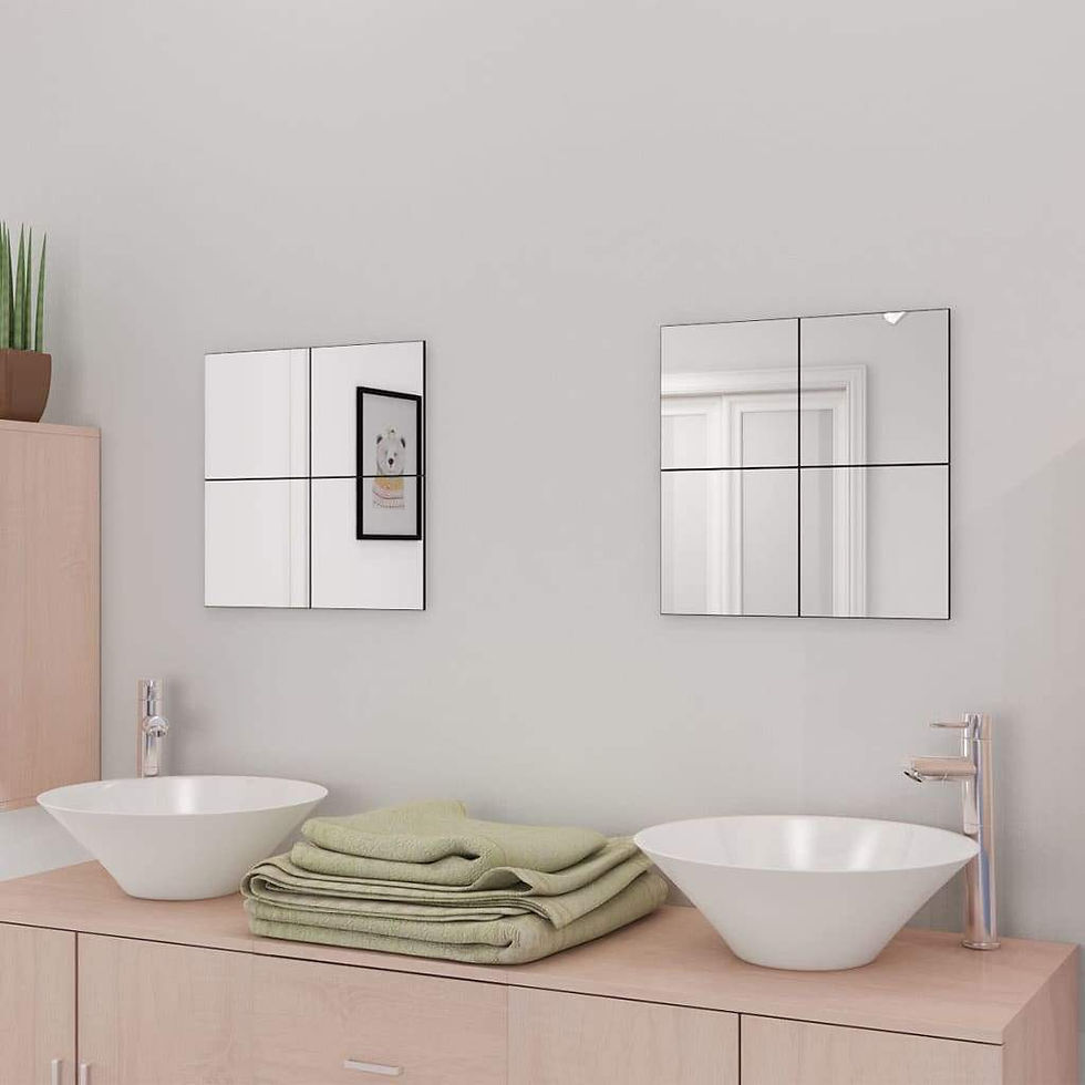 Thumbnail: vidaXL 8/16x Frameless Mirror Tiles Glass Wall Mirror Home Decor Bathroom
