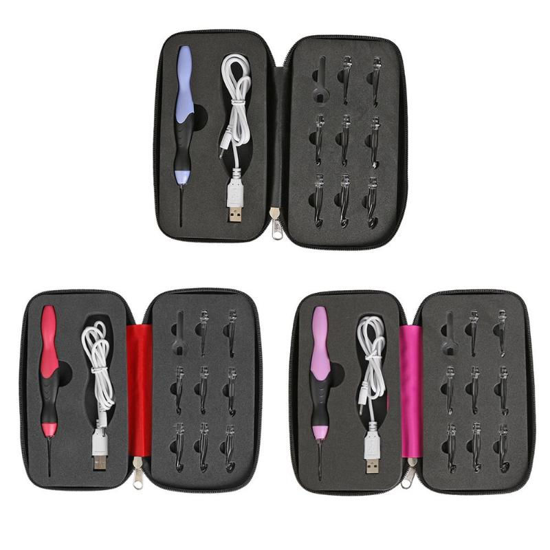 Thumbnail: 9 in 1 Light Up Crochet Hooks Knitting Needles USB Rechargeable LED Knitting Too