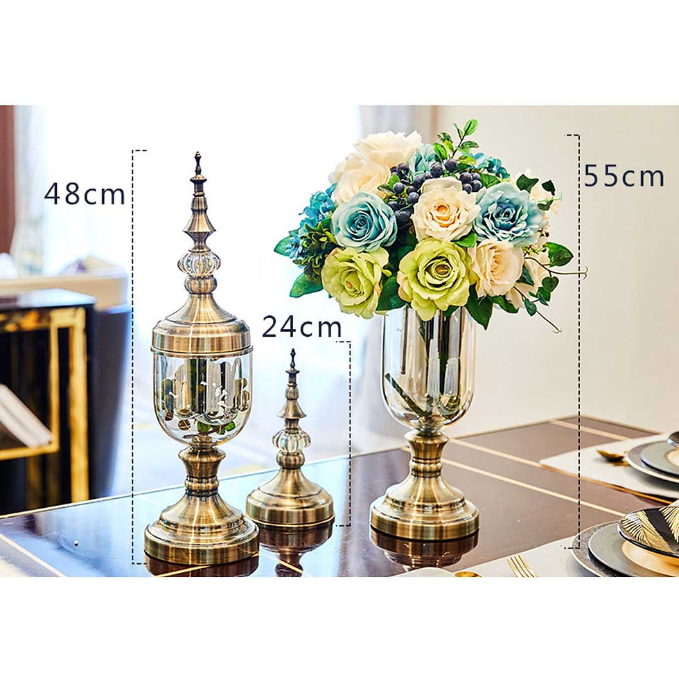 Thumbnail: 2X Clear Glass Flower Vase with Lid and Blue Flower Filler Vase Black Set