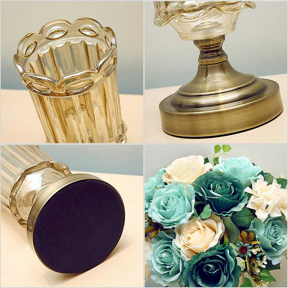 Thumbnail: 2X 28cm Transparent Glass Flower Vase with Metal Base Filler Vase