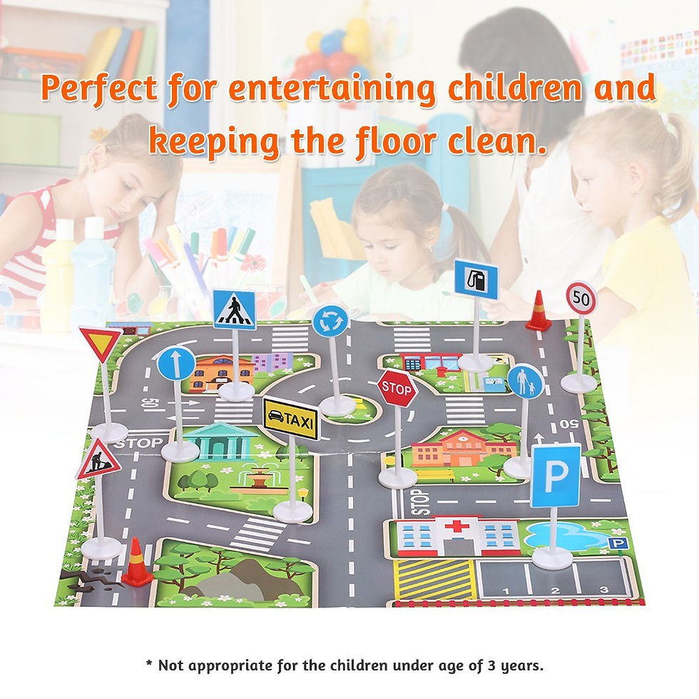 Thumbnail: Traffic Signs Playset Plastics Toys for Children Kids Portable Gift Present.
