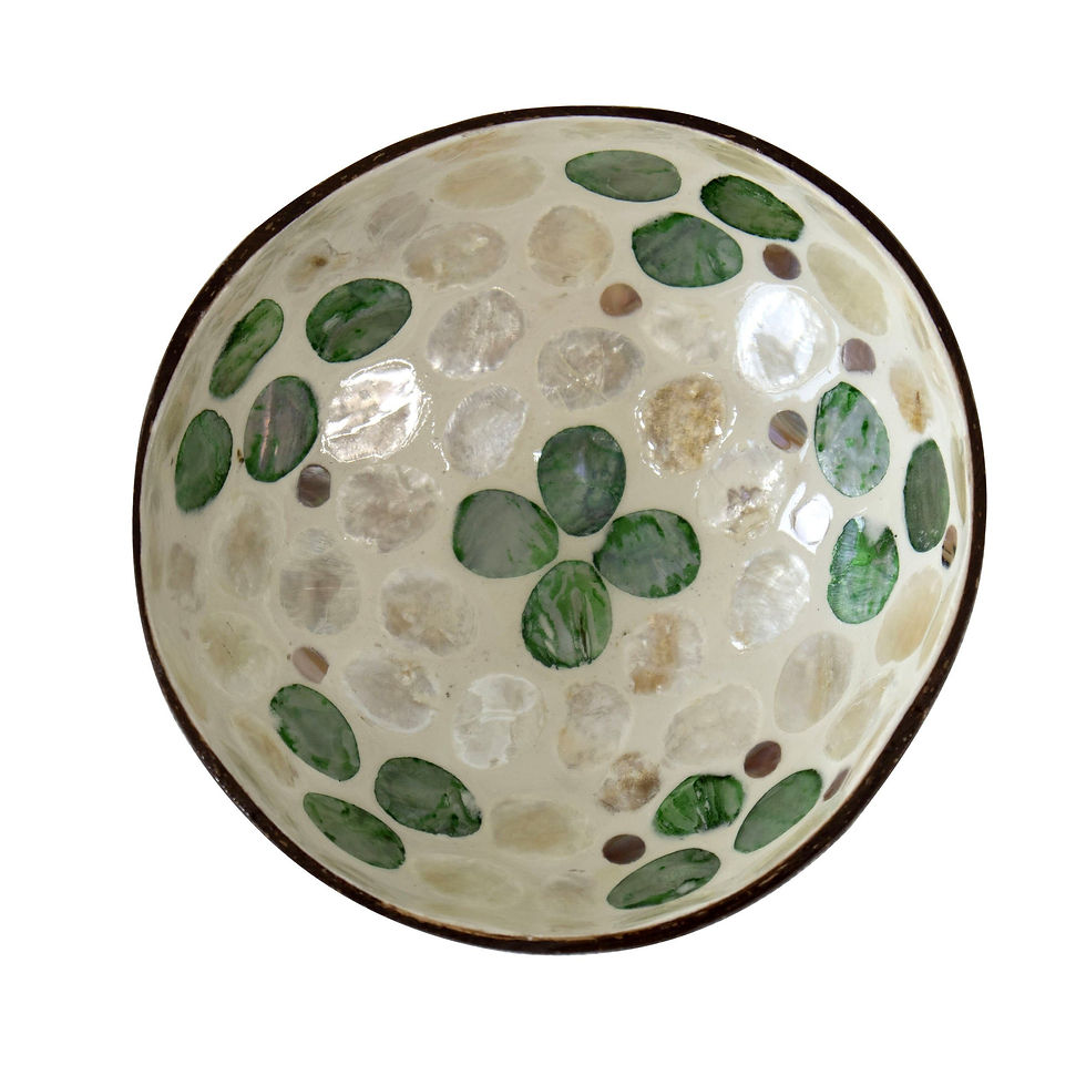 Thumbnail: Set 2 Mother of Pearl Inlay Coconut Bowl Serving Fruits & Dry Snack for Kitchen 