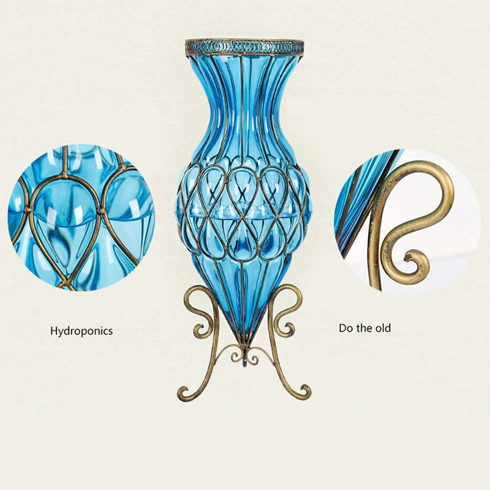 Thumbnail: 67cm Purple Glass Tall Floor Vase with Metal Flower Stand