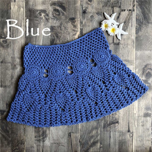 Thumbnail: Hand Hook Crochet Bikinis Bottom Handmade Knitted Hollow Out A-line skirt Sexy S