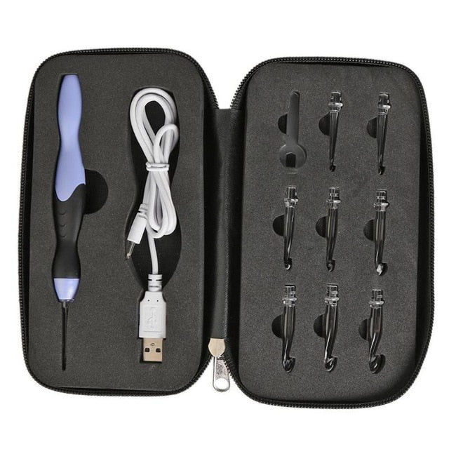 Thumbnail: 9 in 1 Light Up Crochet Hooks Knitting Needles USB Rechargeable LED Knitting Too