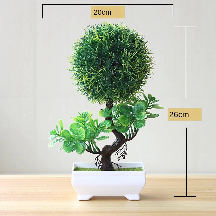 Thumbnail: Artificial Plants Potted Bonsai Green Small Tree Plants Fake Flowers Potted Orn