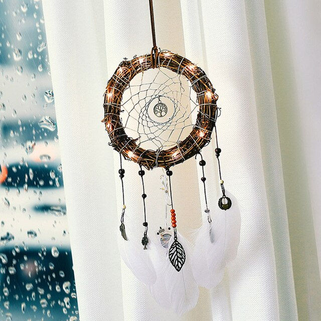 Thumbnail: Colorful True feather dream catcher lights up Creative dreamcatcher girls pract