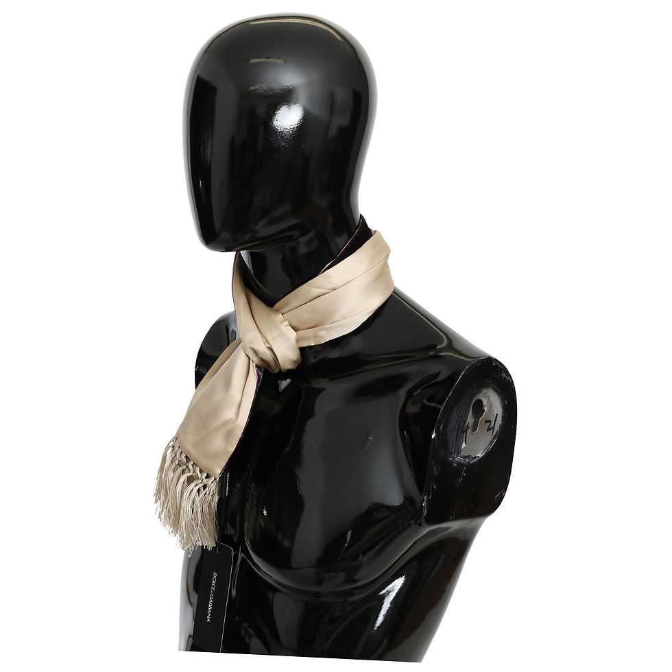 Thumbnail: Beige Silk Viscose Wrap Purple Backside Men's Scarf