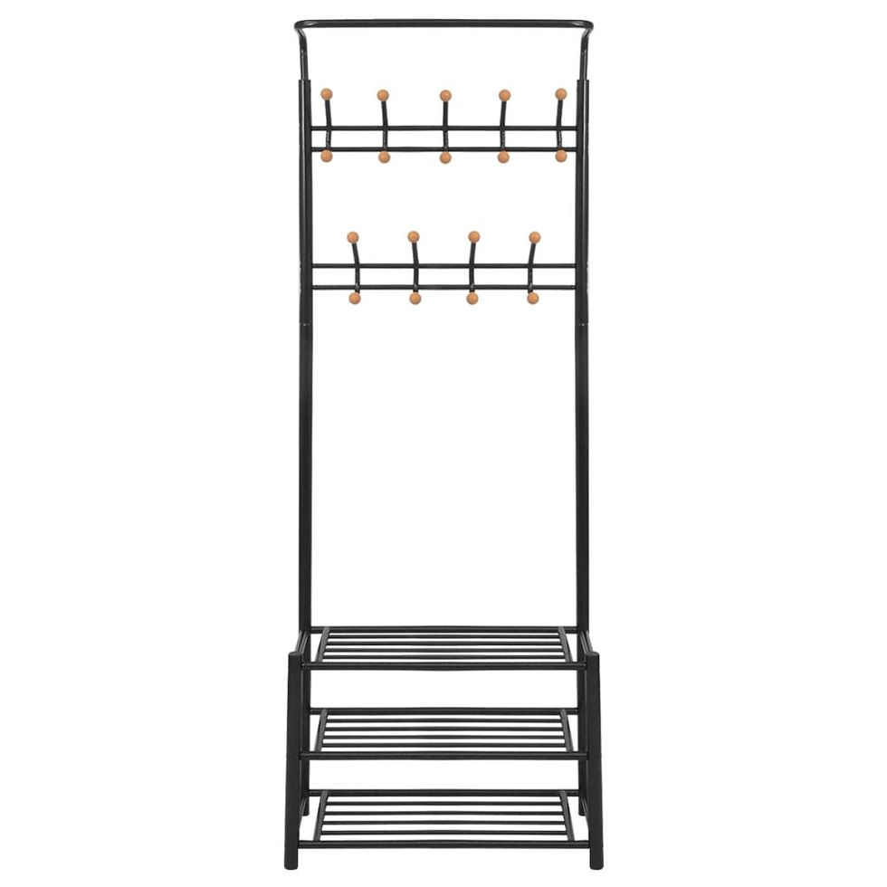 Thumbnail: vidaXL Clothes Rack with Shoe Storage Coat Wardrobe Organizer Black/White