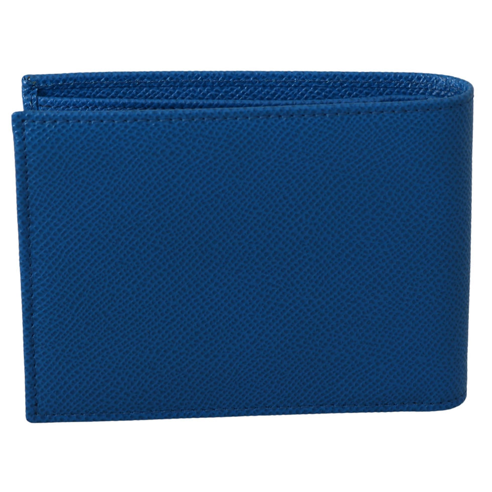 Thumbnail: Blue Bifold Mens Card Holder Bill Slot Leather Wallet