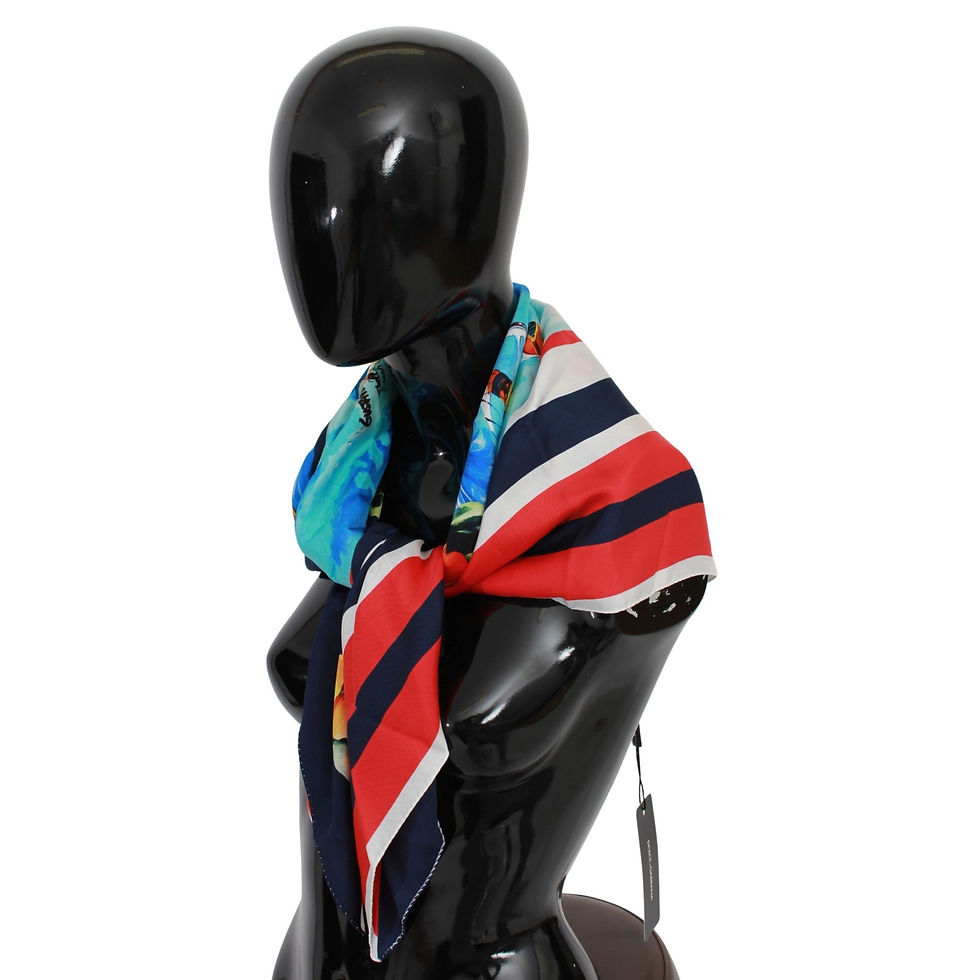 Thumbnail: Multicolor Floral Neck Wrap Shawl Scarf Silk