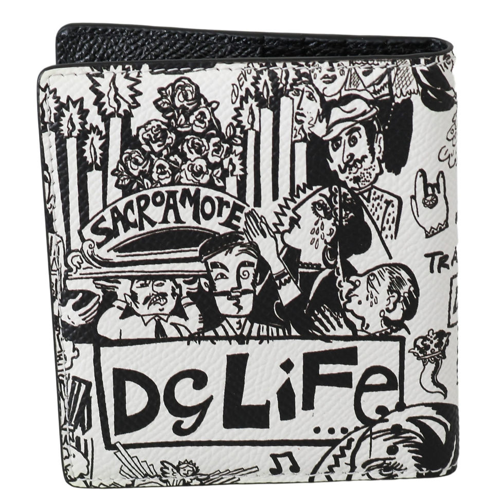 Thumbnail: White Black Leather Bifold Mens Card Holder Wallet
