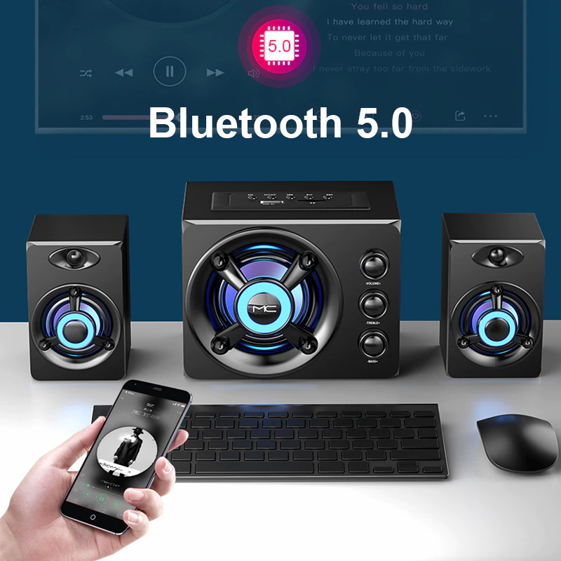 Thumbnail: 2021 LED Computer Combination Speakers AUX USB Wired Wireless Bluetooth Audio S