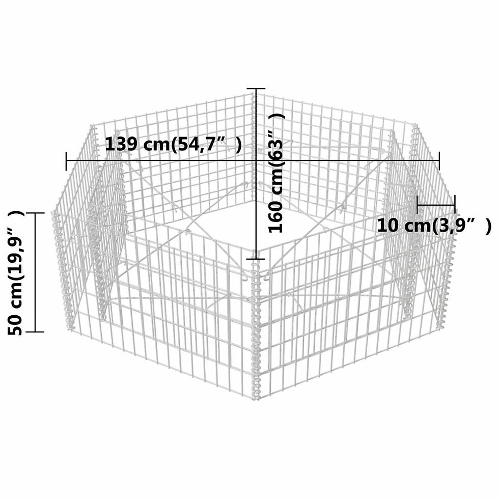Thumbnail: vidaXL Hexagonal Gabion Planter Flower Bed Box Basket Yard Patio Multi Sizes