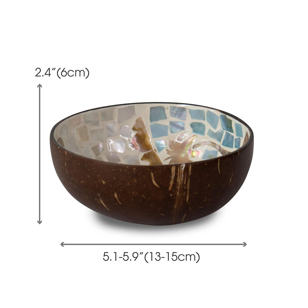 Thumbnail: Set 2 Mother of Pearl Inlay Coconut Bowl Serving Fruits & Dry Snack for Kitchen 
