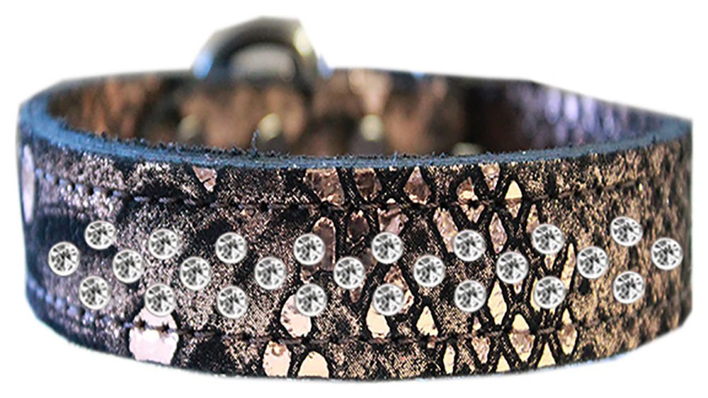 Sprinkle Clear Crystal Jeweled Dragon Skin Genuine Leather Dog Collar