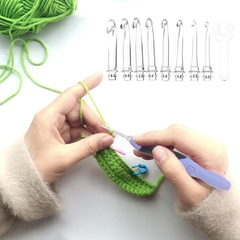 Thumbnail: 9 in 1 Light Up Crochet Hooks Knitting Needles USB Rechargeable LED Knitting Too