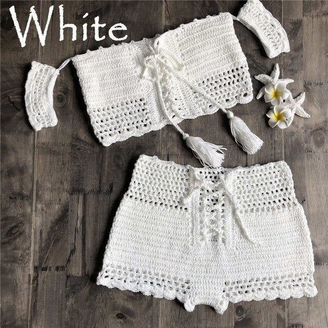 Thumbnail: Hand Hook Crochet Bikinis Set Sexy Swimwear Women Two Piece
