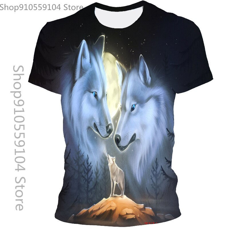 Thumbnail: Summer Men And Women Casual Fashion Animal Wolf 3d Printing T-Shirt Personality