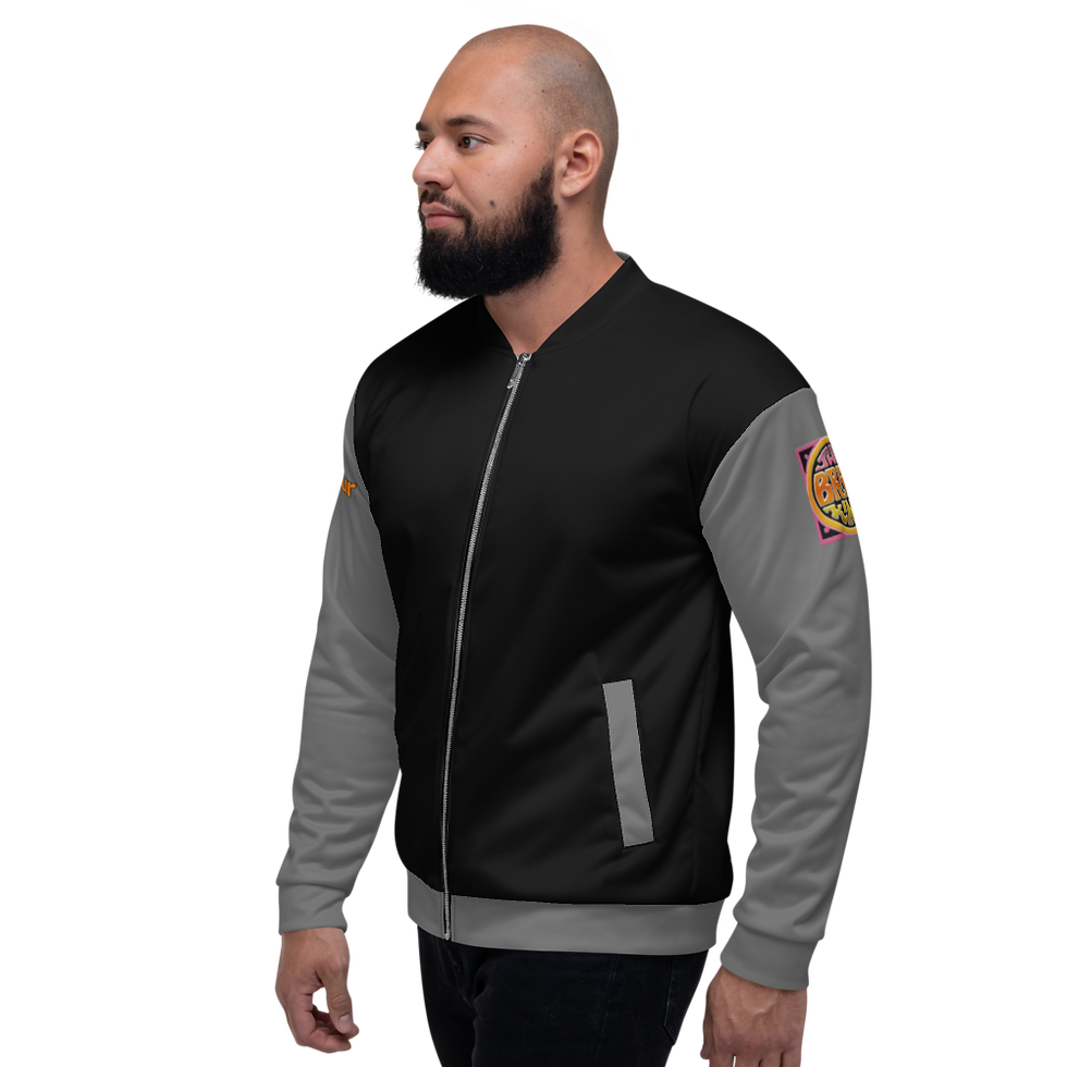 Thumbnail: Unisex Bomber Jacket Brass King Grey Black