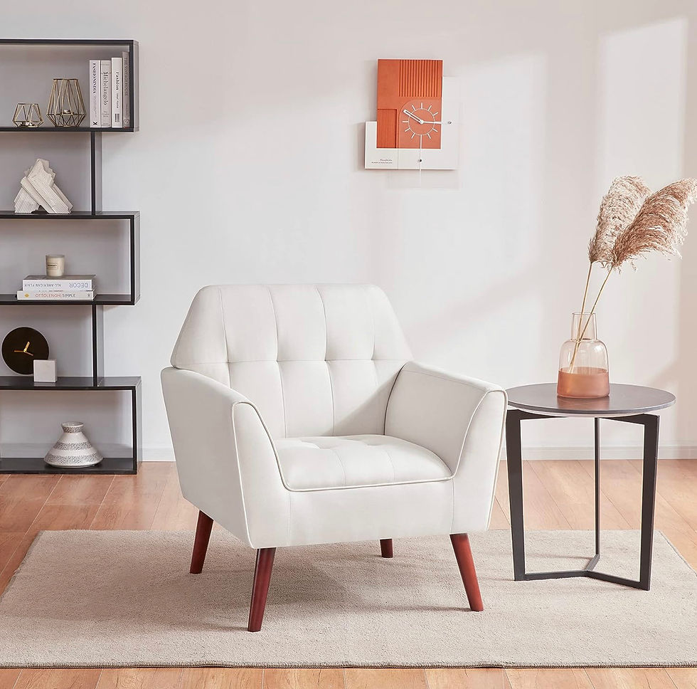 Thumbnail: Linen Fabric Accent Chairs (Ivory Beige)