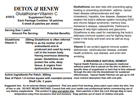 Detox and Renew Gluathione+Vit C Patch