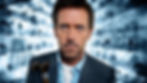 Dr. Gregory House holding his cane, standing against a backdrop of medical bottles, symbolizing his reliance on medicine and his sharp, memorable House M.D. quotes.