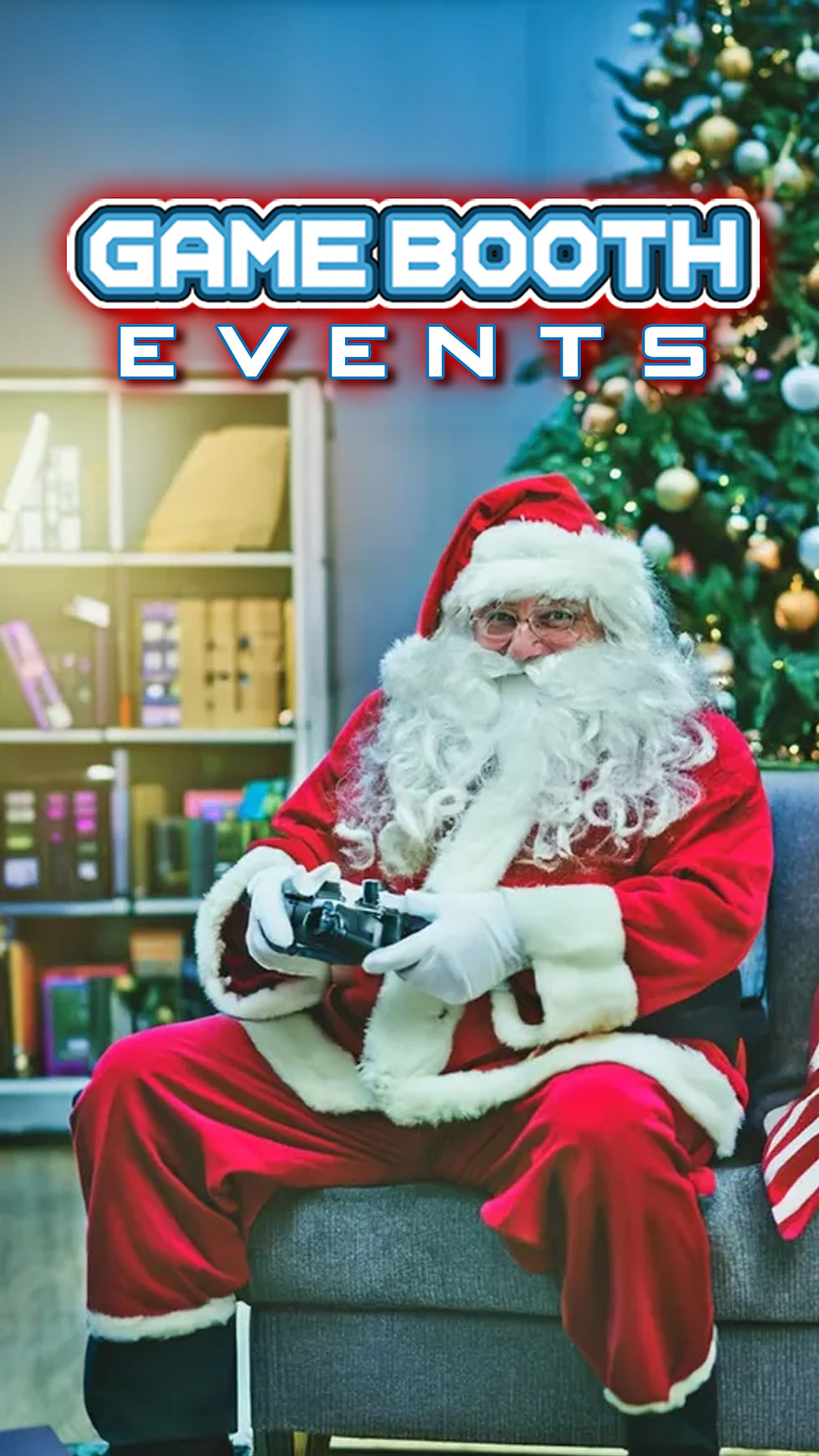 Santa Playing in the Game Booth