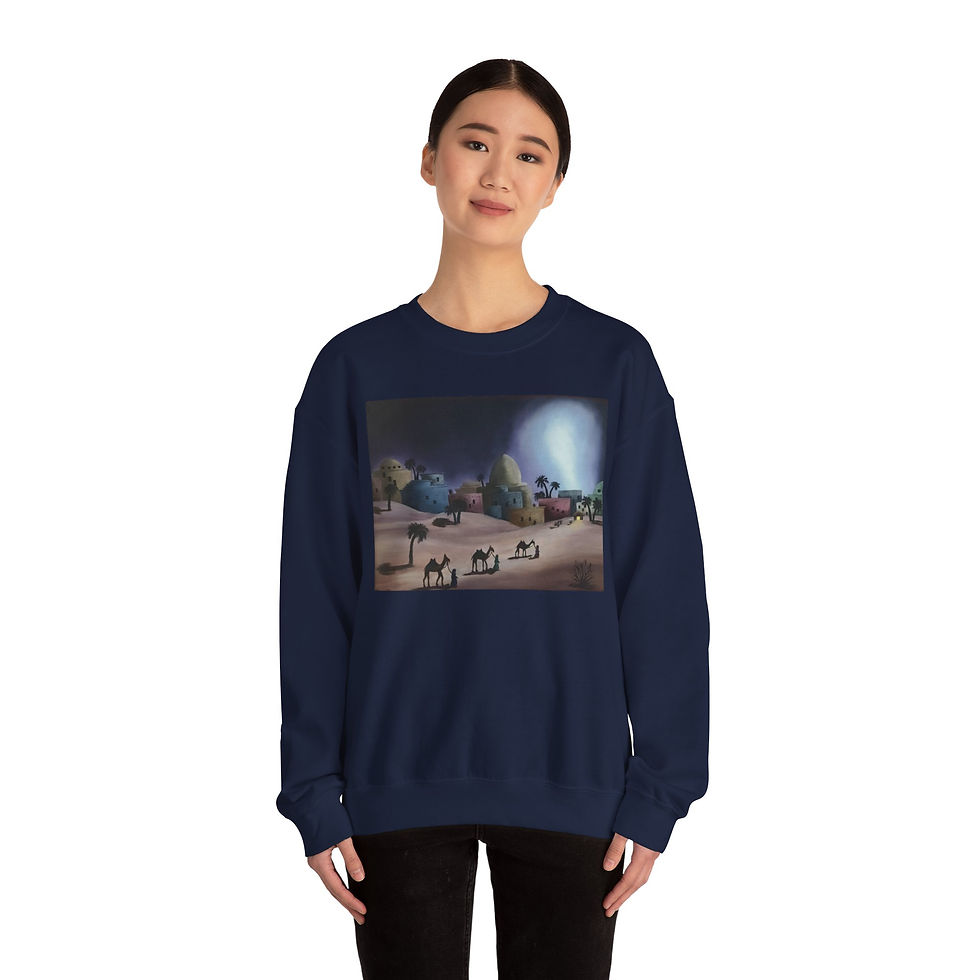 Thumbnail: Christmas Bethlehem's Night Crew Neck Sweatshirt.