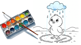 חוברת צביעה #89: אפרוחים מביאים את הגשם 🐣🌧️