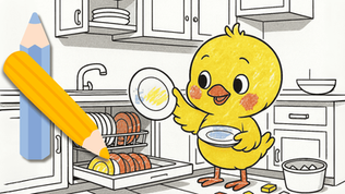 חוברת צביעה #84: אפרוחים עוזרים בבית! 🏠