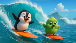 סרט: תפוס ת'גלים 🐧🌊