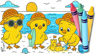 חוברת צביעה #80: אפרוחים חובשים כובעים 🧢