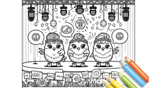 חוברת צביעה #28: האפרוחים מתכוננים לאירווזיון