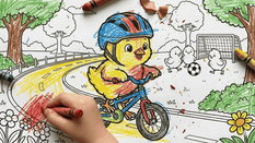 חוברת צביעה #94: אפרוחים זהירים בדרכים 🚦🚸