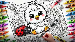 חוברת צביעה #45 : הרפתקאות אפי ונקודה - סיפור לצביעה להורדה 🐤🐞