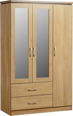 Thumbnail: Charles 3 Door 2 Drawer Mirrored Wardrobe