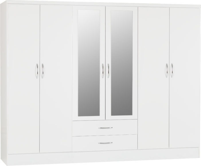 Nevada 6 Door 2 Drawer Mirrored Wardrobe