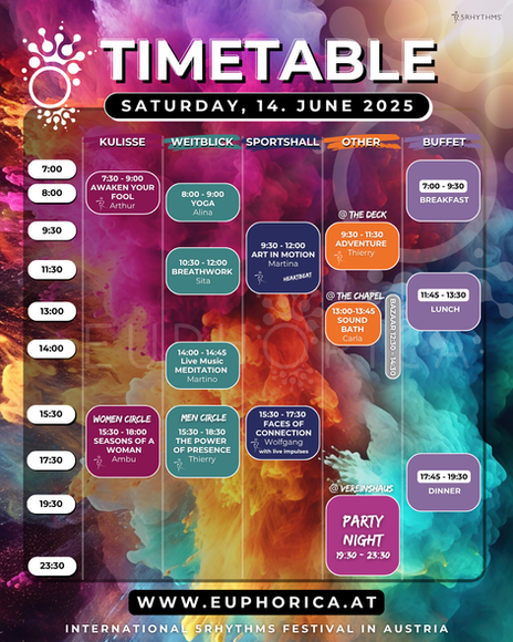 Euphorica 2025 TIMETABLE Saturday