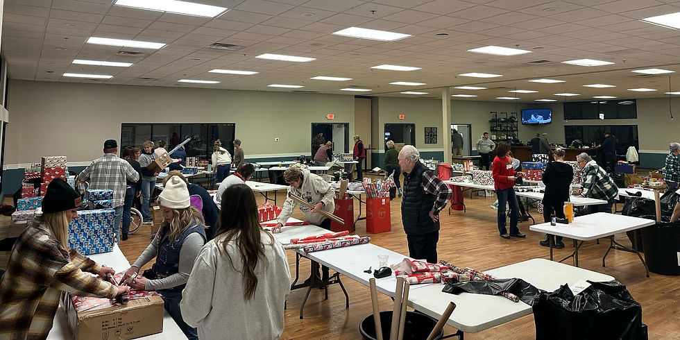 People wrapping presents