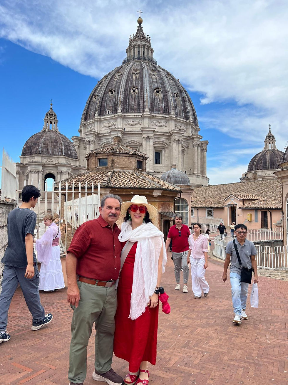 Laura Sellitto Wickham with her father in Rome, Italy