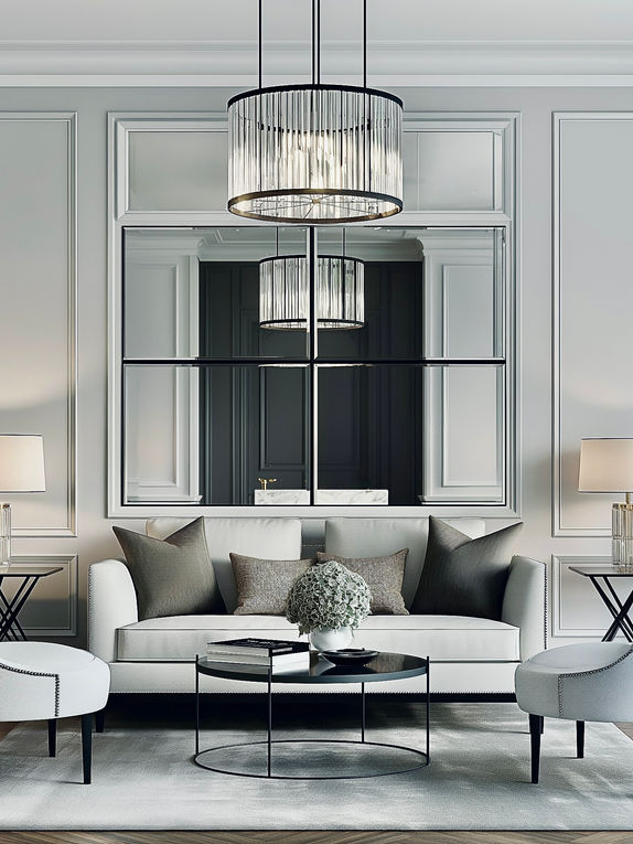 Luxury living room designed by leading interior designer in Surrey that's luxurious and formal.