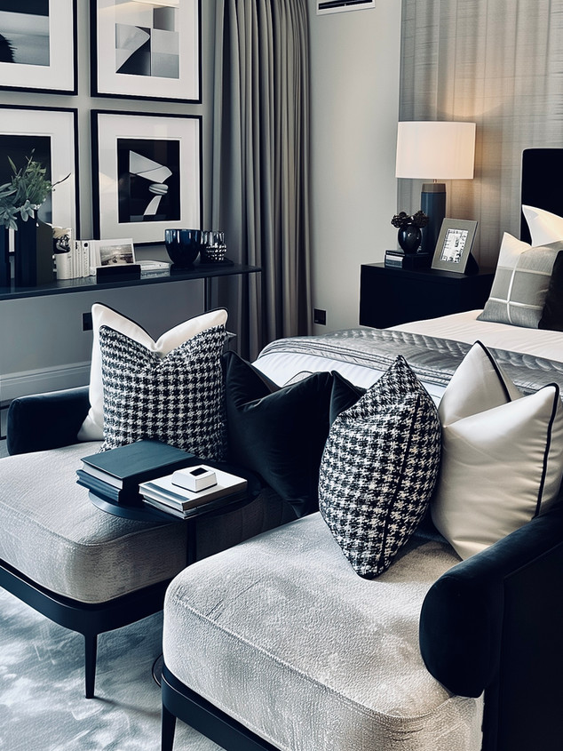A luxury room designed by a leading interior designer in UK that's cosy, sophisticated, urban, luxurious and stylish in one.