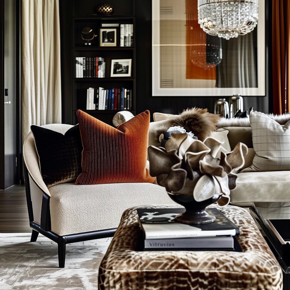 A luxury room designed by a leading interior design in Surrey that's cosy, sophisticated, urban, luxurious and stylish in one.