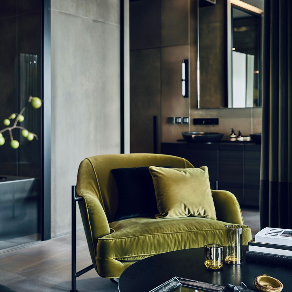 An urban luxury room design by a leading interior designer in Surrey that's modern, sophisticated, urban, luxurious and stylish in one.