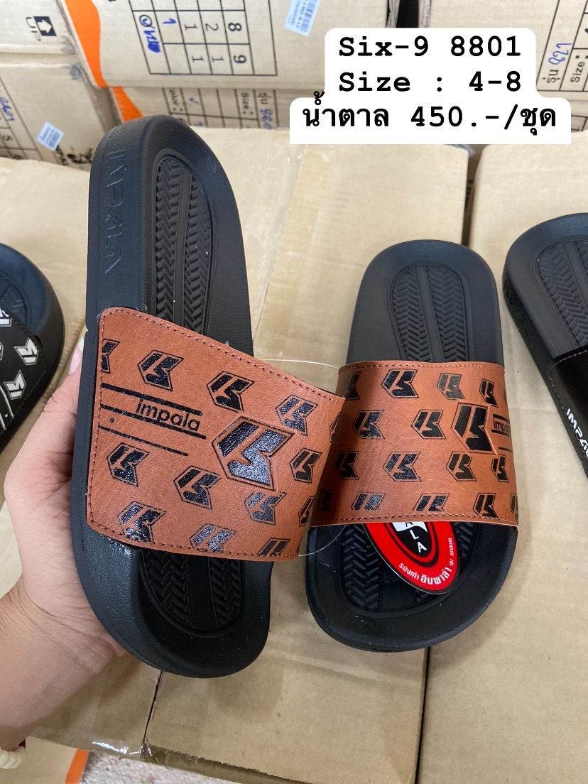 SIX-9 8801 สีน้ำตาล รองเท้าแตะไฟล่อน Impala/อิมพาลา Size 4-8