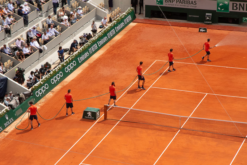 Jodi Webb photographer hosing the courts at the French open 2019